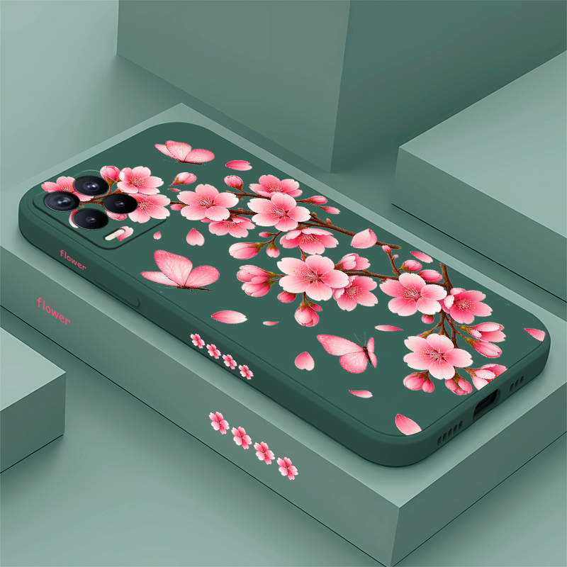 Realme Note 50 - Roze telefoonhoesje met bloemenprint voor OPPO
