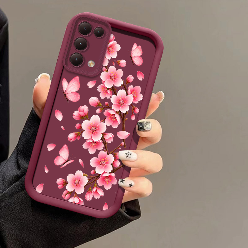 Realme Note 50 - Roze bloemenprint telefoonhoesje voor OPPO Realme