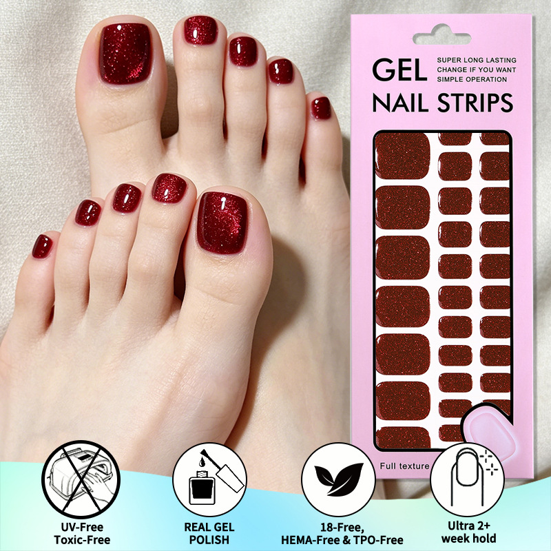 Full Cover Adhesive - Effenkleurige super glanzende UV-vrije gel teennagelsticker