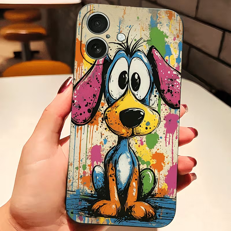 Graffiti gekleurde puppy TPU t - Apple Iphone 16 recensie en prijs